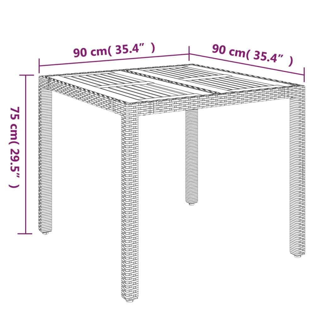 PANGIVO - Table de jardin dessus en bois noir résine tressée 90 x 90 x 75 cm - PANGIVO - Image 6