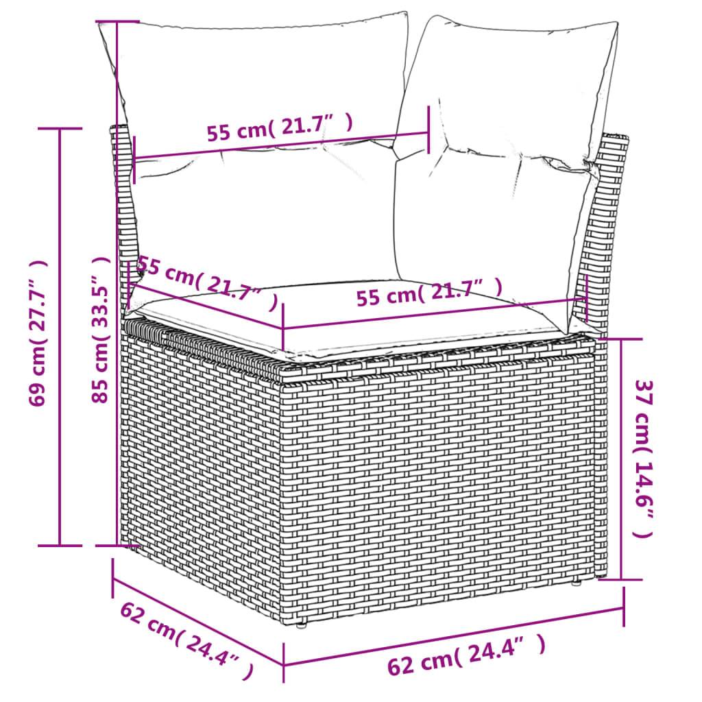 Canapé de jardin 6 places modulable en poly rotin avec table basse et pouf pour balcon Noir et Crème – ComfortXL Outdoor Living - Image 6