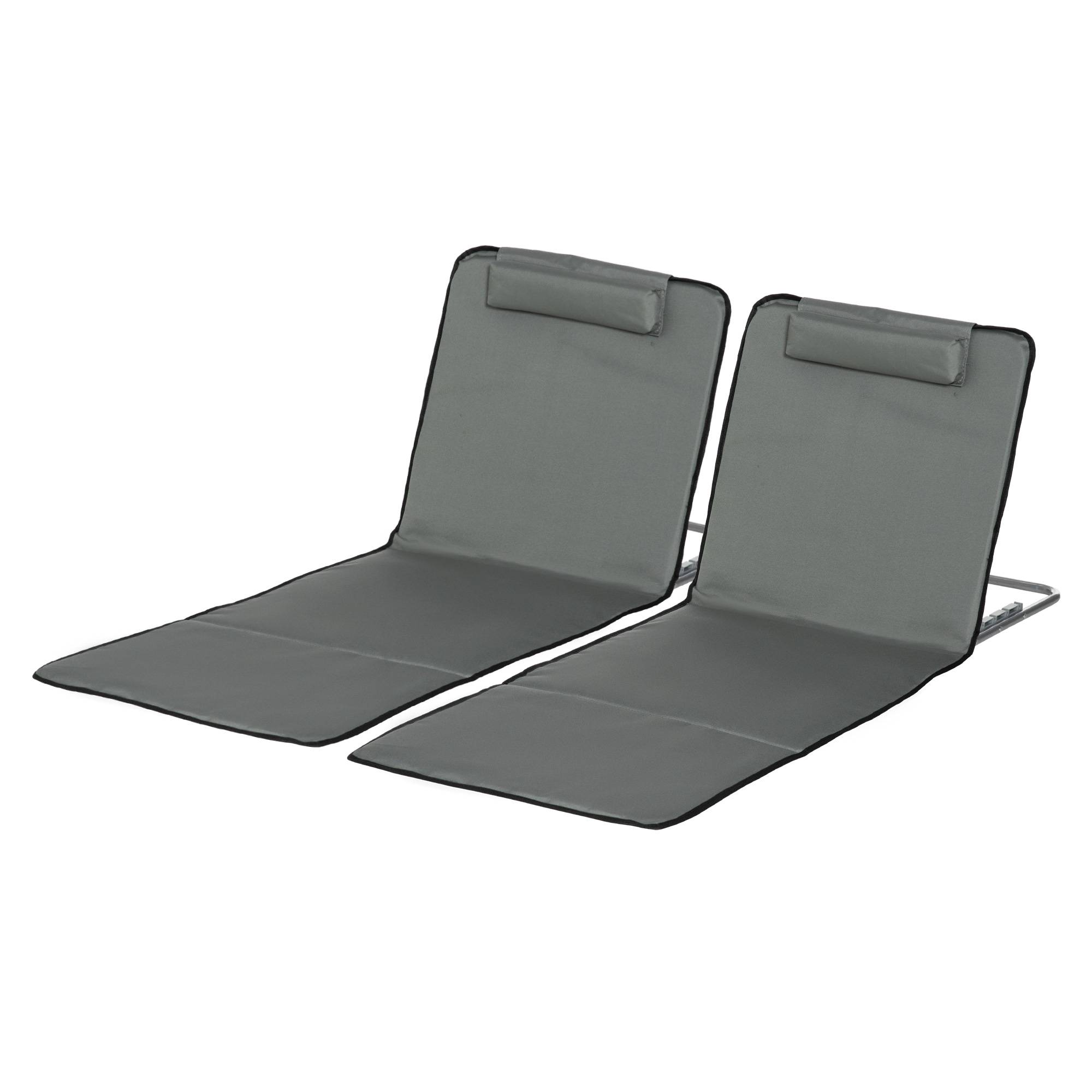 Lot de 2 tapis de plage, réglables et pliables, 124 cm (L) x 53 cm (l) x 37-50 cm (H), gris - Image 2