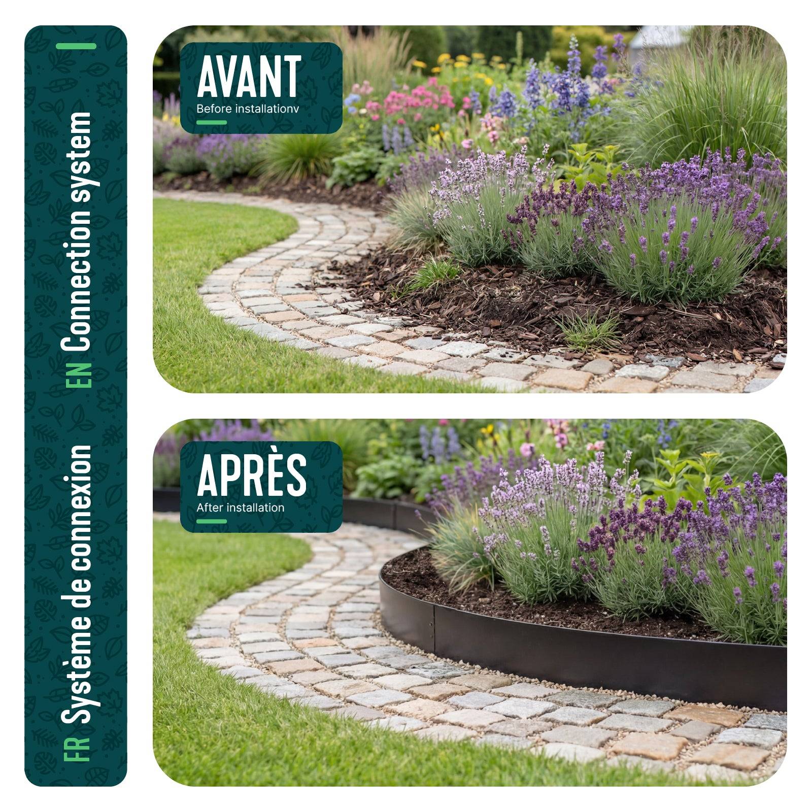 Vounot - Lot de 35 Bordure de jardin en métal flexible 100x18cm marron - clôture gazon antirouille 35m - VOUNOT® - Image 7