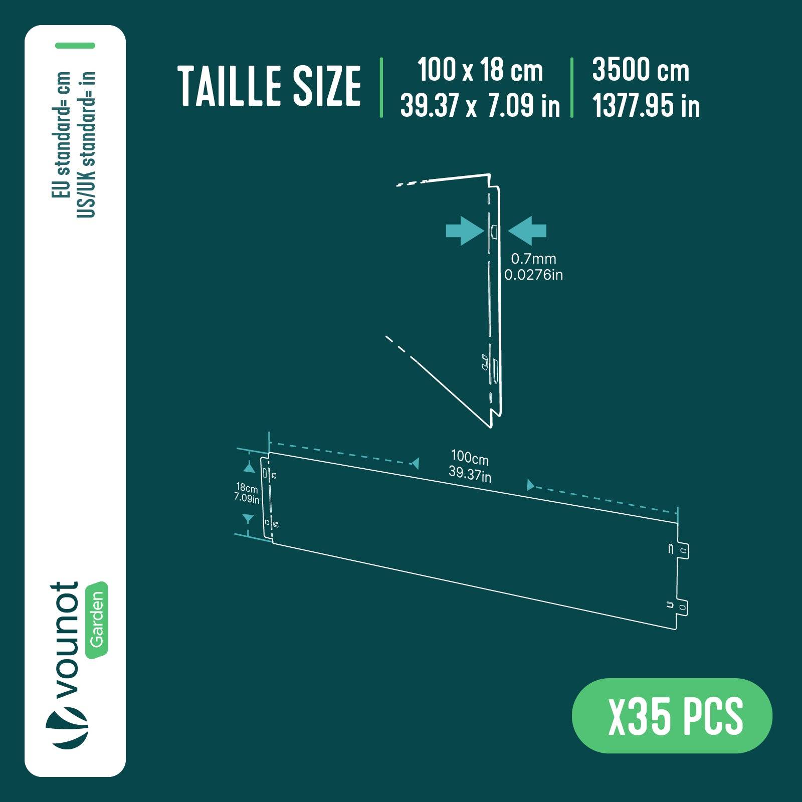 Vounot - Lot de 35 Bordure de jardin en métal flexible 100x18cm marron - clôture gazon antirouille 35m - VOUNOT® - Image 3