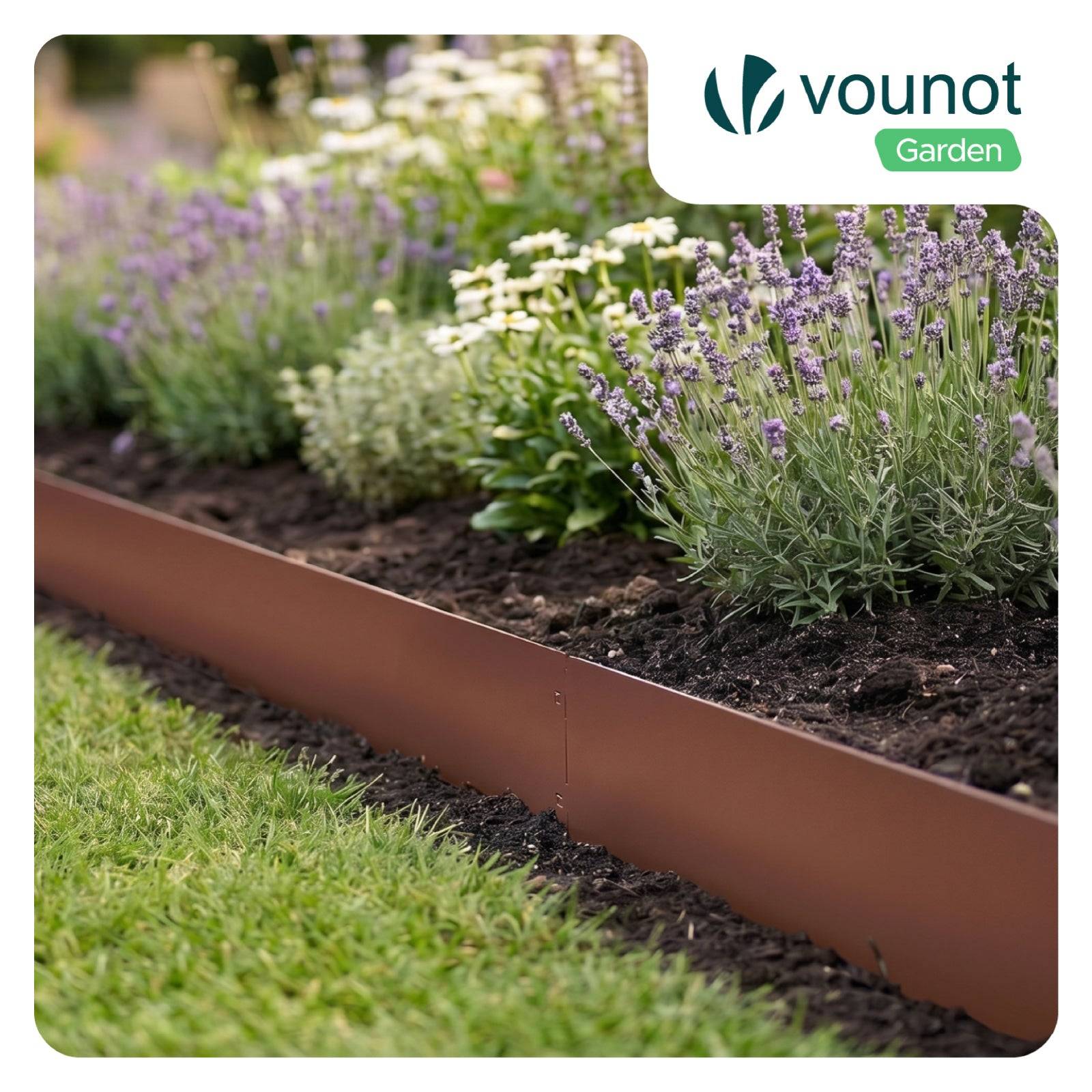 Vounot - Lot de 35 Bordure de jardin en métal flexible 100x18cm marron - clôture gazon antirouille 35m - VOUNOT® - Image 2