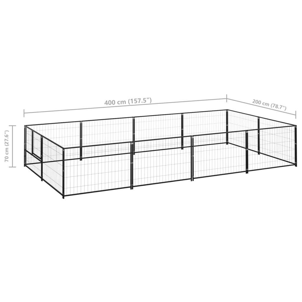 Helloshop26 - Chenil extérieur cage enclos parc animaux chien noir 8 m² acier - Imagen 2