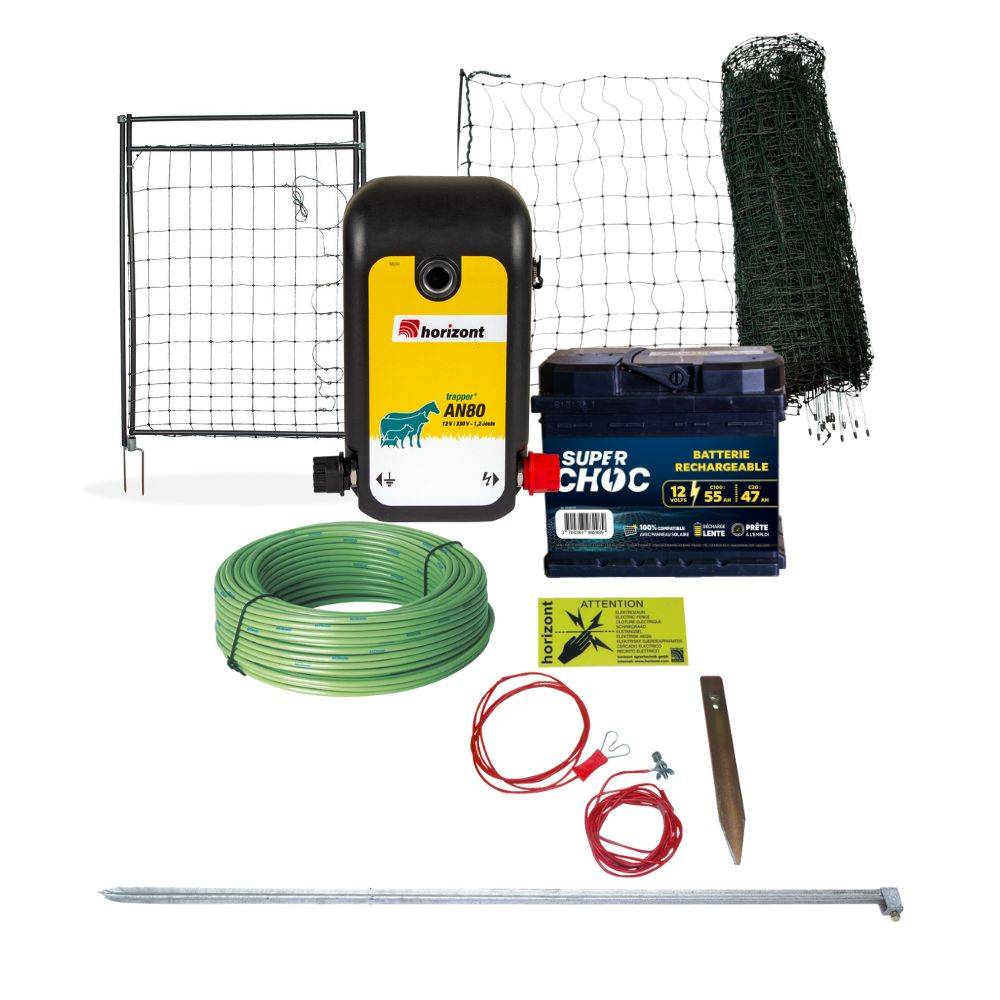 Horizont - Kit clôture mobile volailles filet 50m poste mixte PREMIUM - Imagen 1