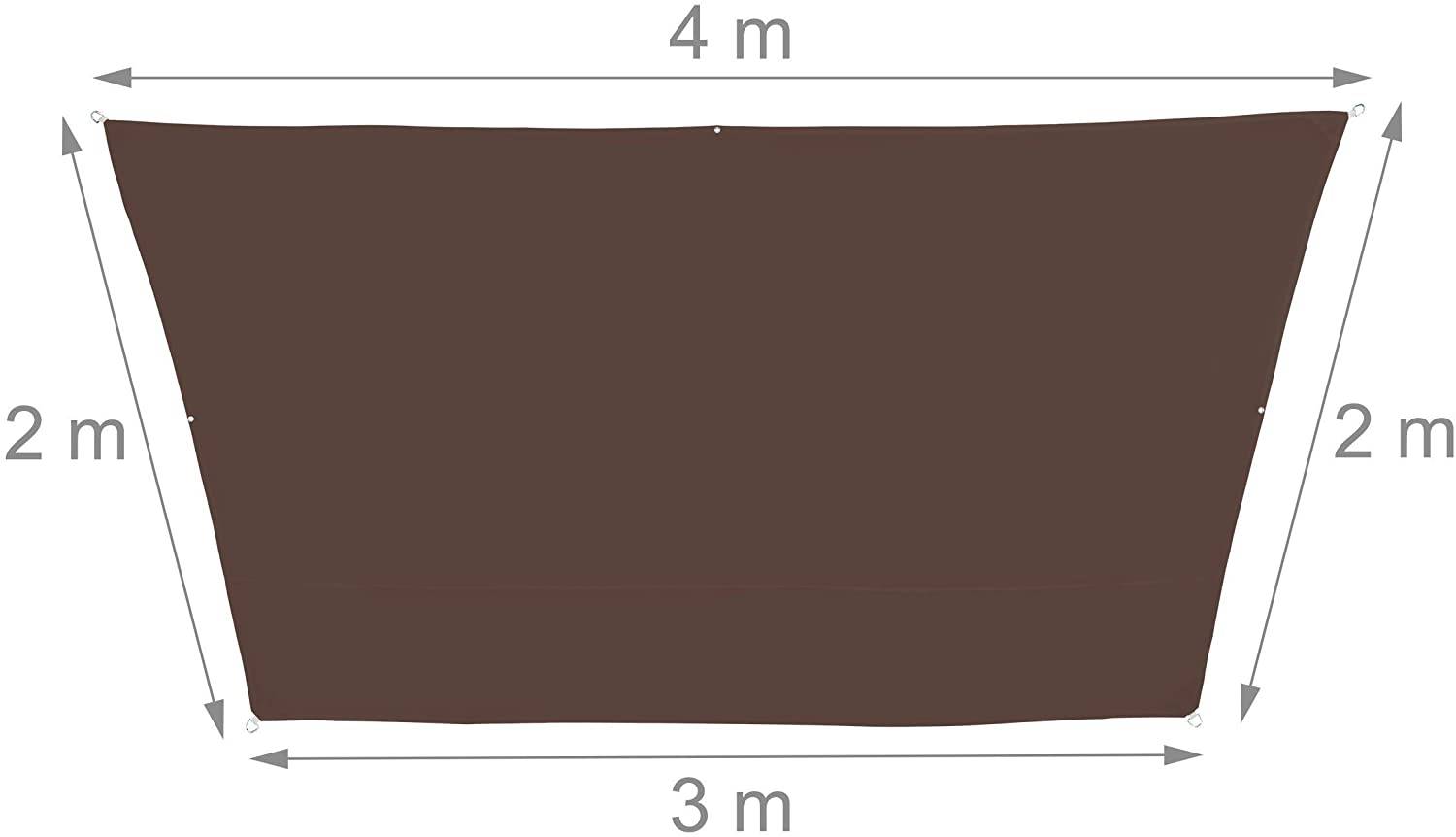 Helloshop26 - Voile d'ombrage trapèze 3 x 4 x 2 m brun - Imagen 2