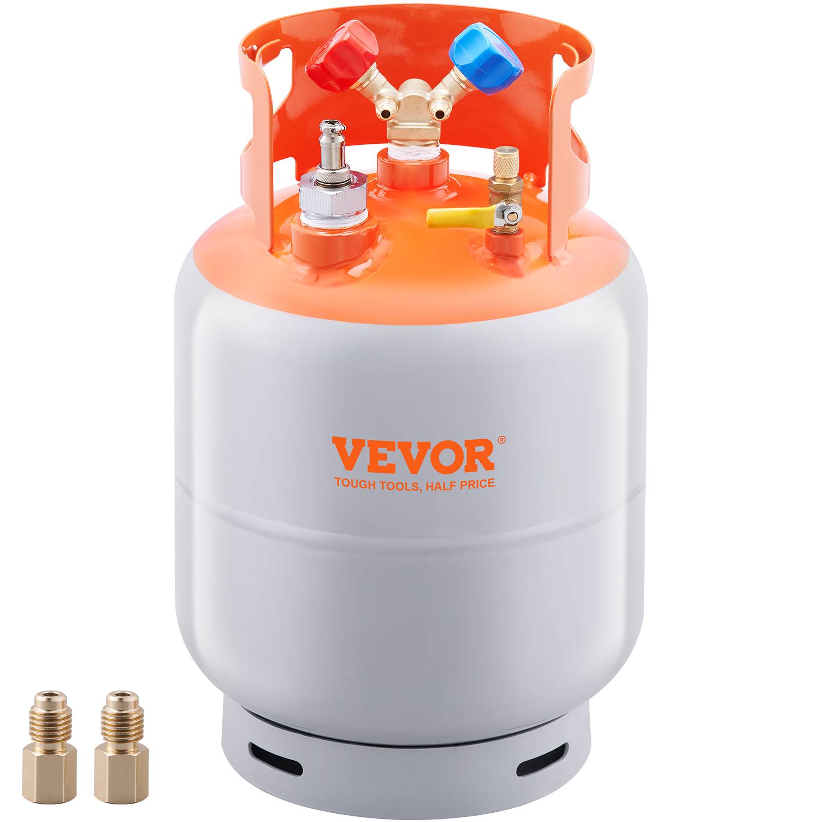 VEVOR Réservoir récupération fréon, 30 lb, avec flotteur. Adaptateur ¼ à ½. Réutilisable pour CVC. - Image 1