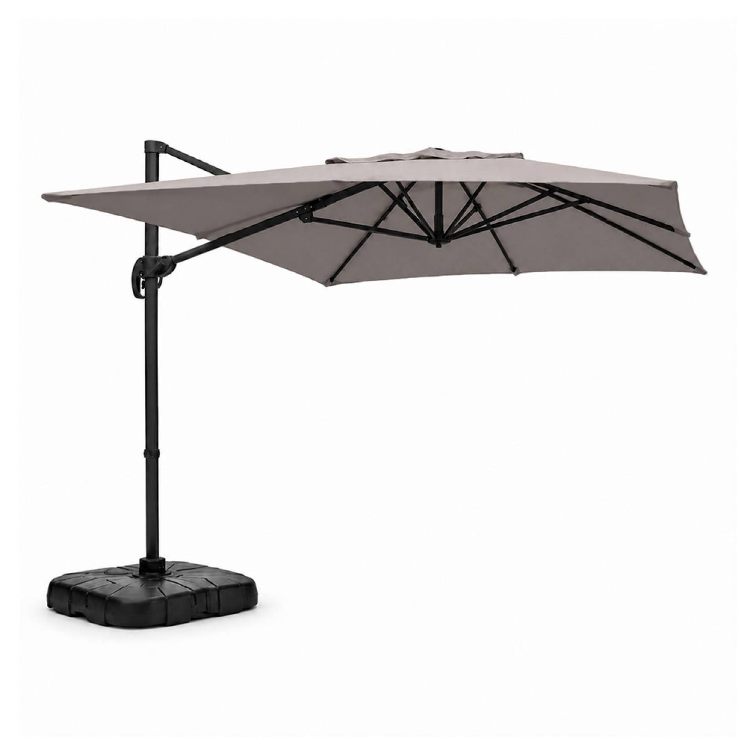 Parasol rectangulaire 2x3m déporté rotatif gris PIANA