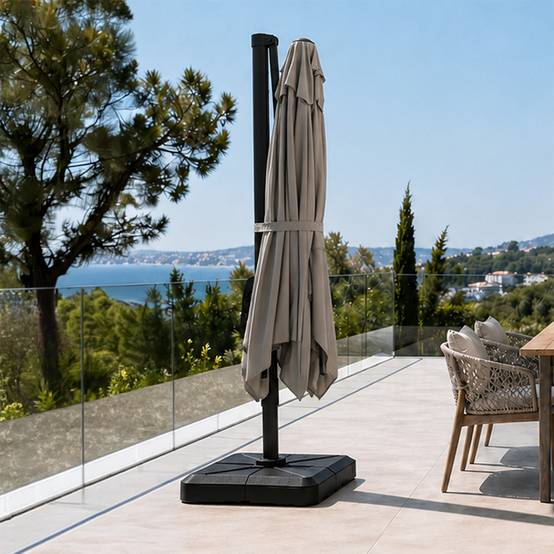 Parasol rectangulaire 2x3m déporté rotatif gris PIANA - Image 6