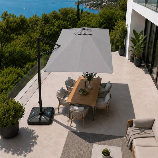 Parasol rectangulaire 2x3m déporté rotatif gris PIANA - Image 4
