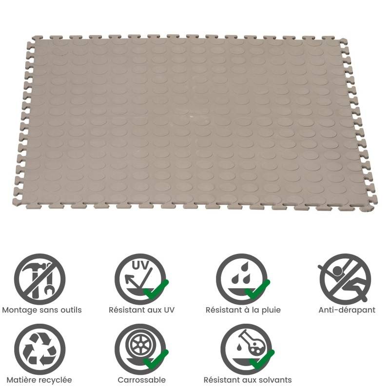 Jardinex - Dalle clipsable intérieur/extérieur Motif "point rond" - Gris clair 50 x 50 cm - Jardinex - Imagen 3