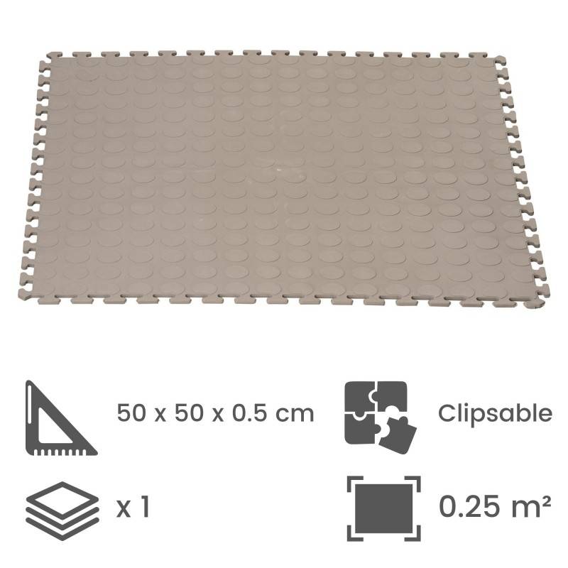 Jardinex - Dalle clipsable intérieur/extérieur Motif "point rond" - Gris clair 50 x 50 cm - Jardinex - Imagen 2