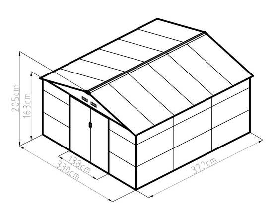 Abri de jardin métal gris 12,27 m2 + kit d'ancrage - Image 3