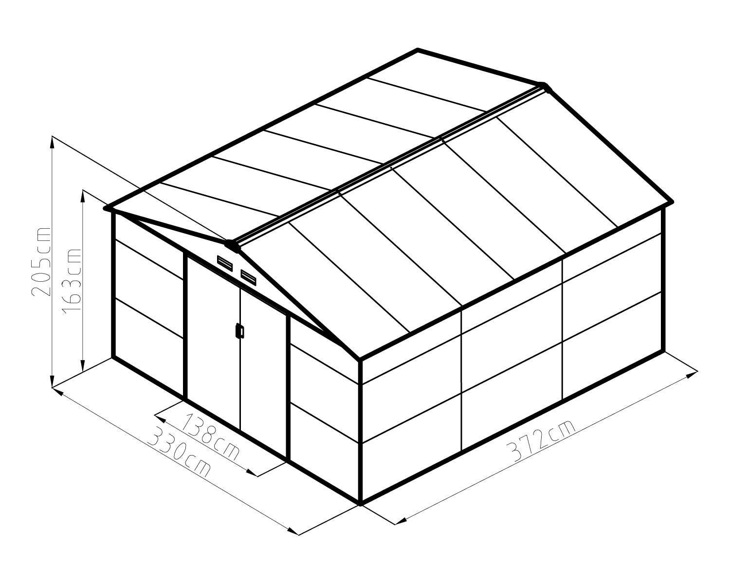 Abri de jardin métal gris 12,27 m2 + kit d'ancrage - Image 3