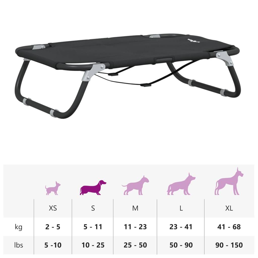 Lit de Voyage Pliable pour Chien 70cm, Panier Surélevé Portable en Acier et Tissu Anthracite – ComfortXL Pet Living - Image 7
