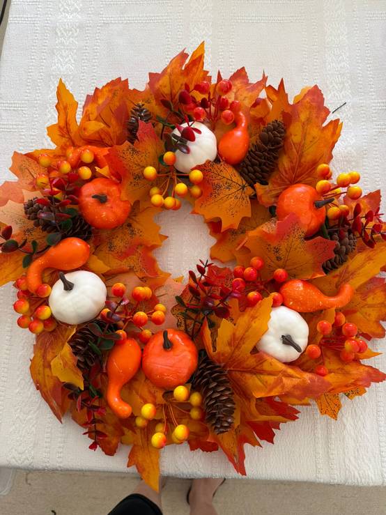 Couronne de citrouilles d'automne 45 cm, décoration d'intérieur pour Thanksgiving, décoration d'intérieur, couronnes de Noël - Image 3