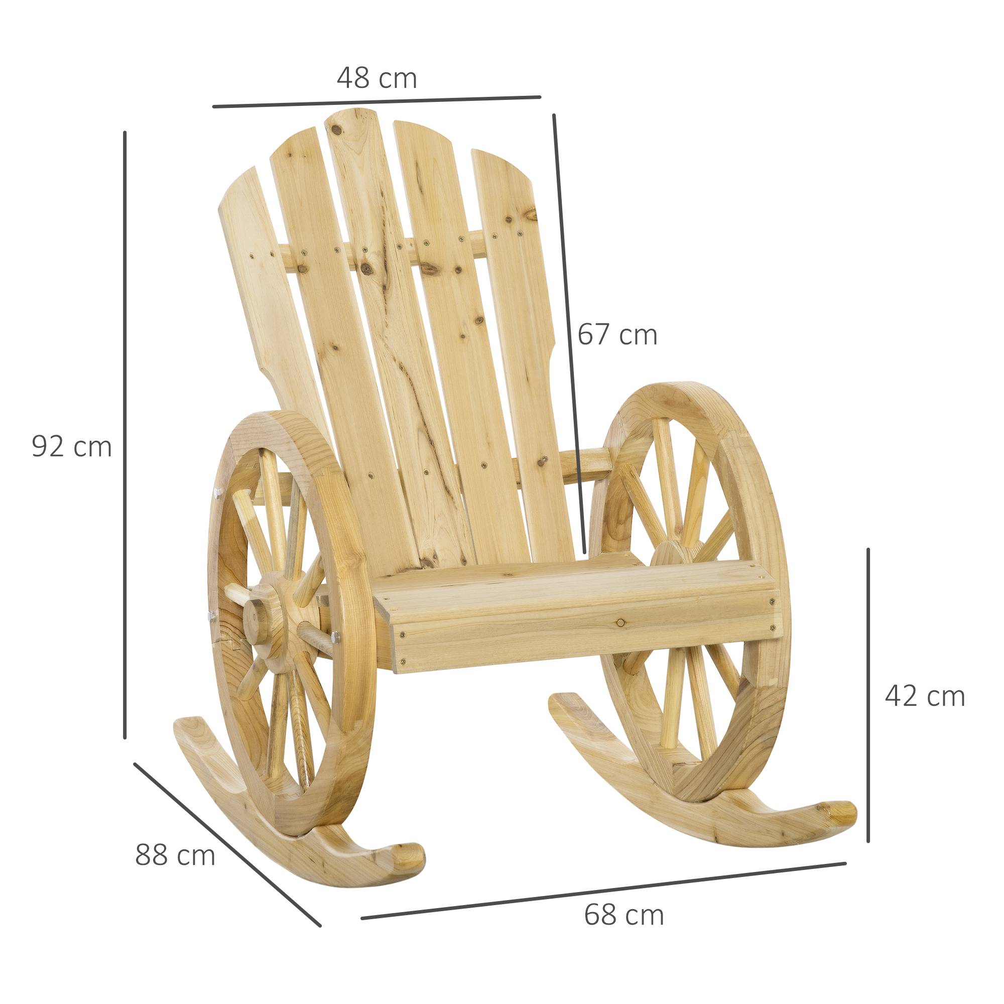 Fauteuil à bascule bois de sapin naturel 68 x 88 x 92 cm - PANGIVO - Image 5