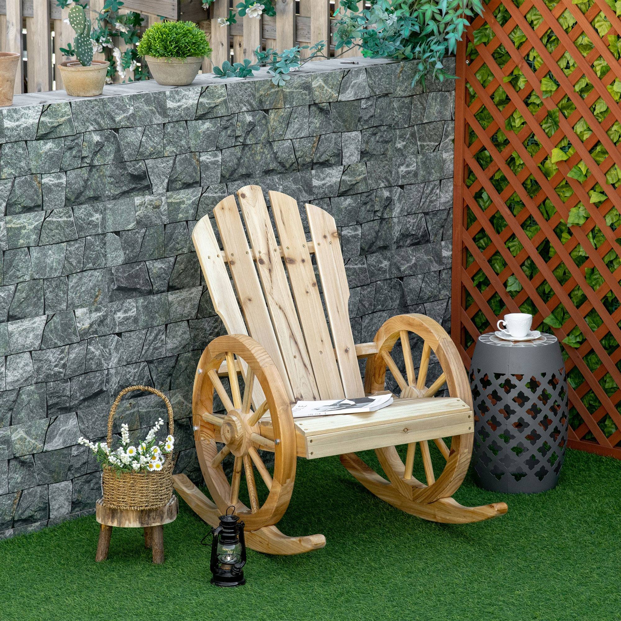 Fauteuil à bascule bois de sapin naturel 68 x 88 x 92 cm - PANGIVO - Image 4
