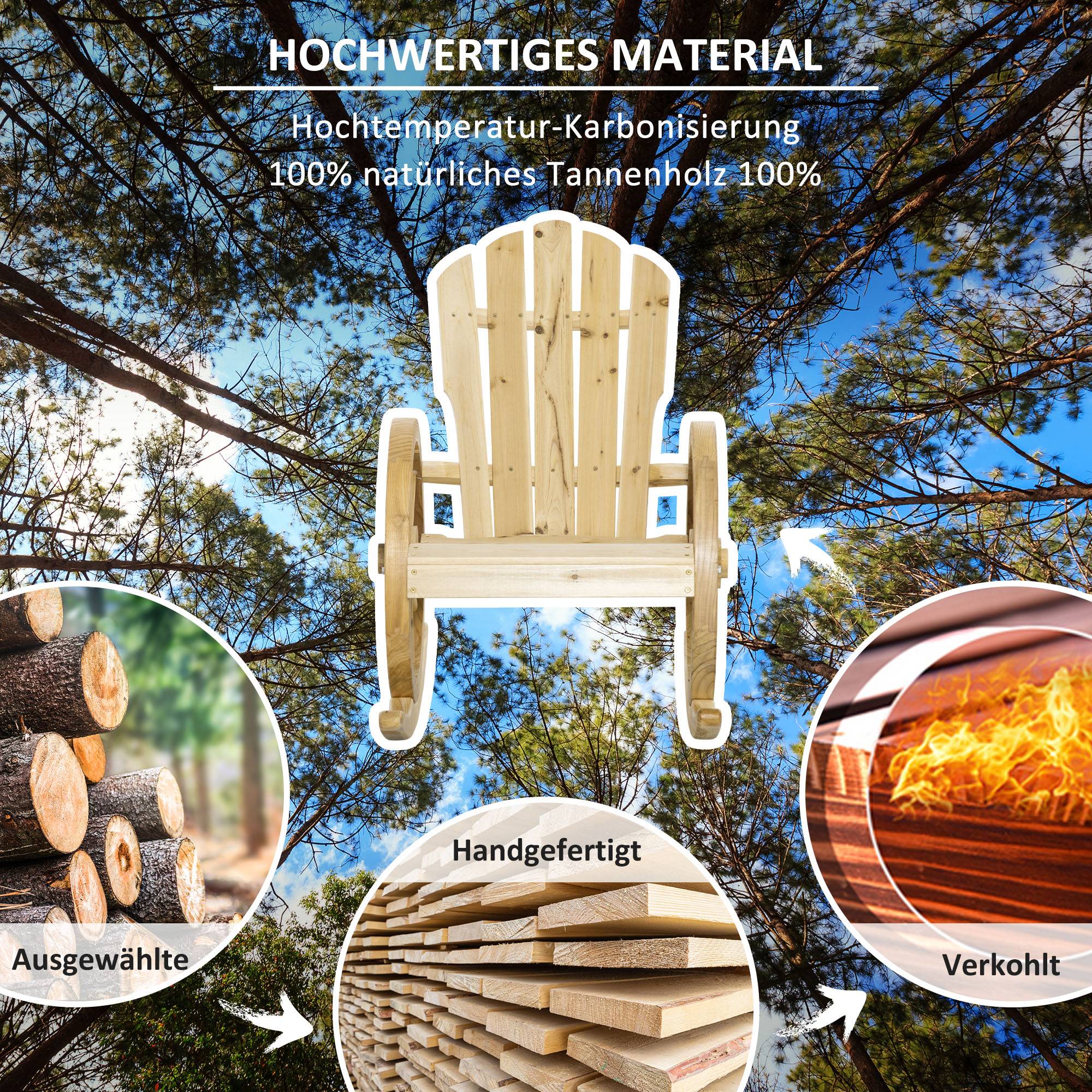 Fauteuil à bascule bois de sapin naturel 68 x 88 x 92 cm - PANGIVO - Image 9