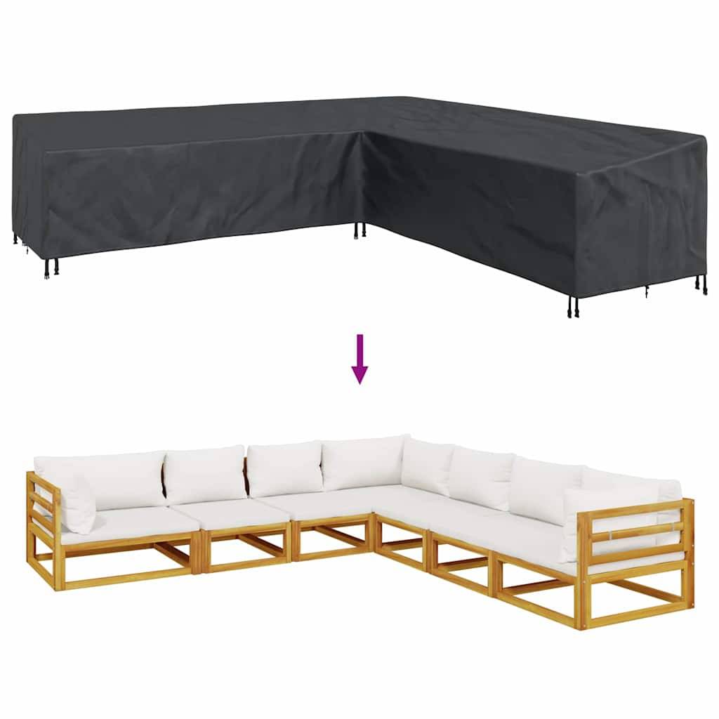 Housse Salon de Jardin Modulable d'Angle Tissu Oxford 210D Imperméable Noir 325x325x80 cm – ComfortXL Outdoor Living - Image 5