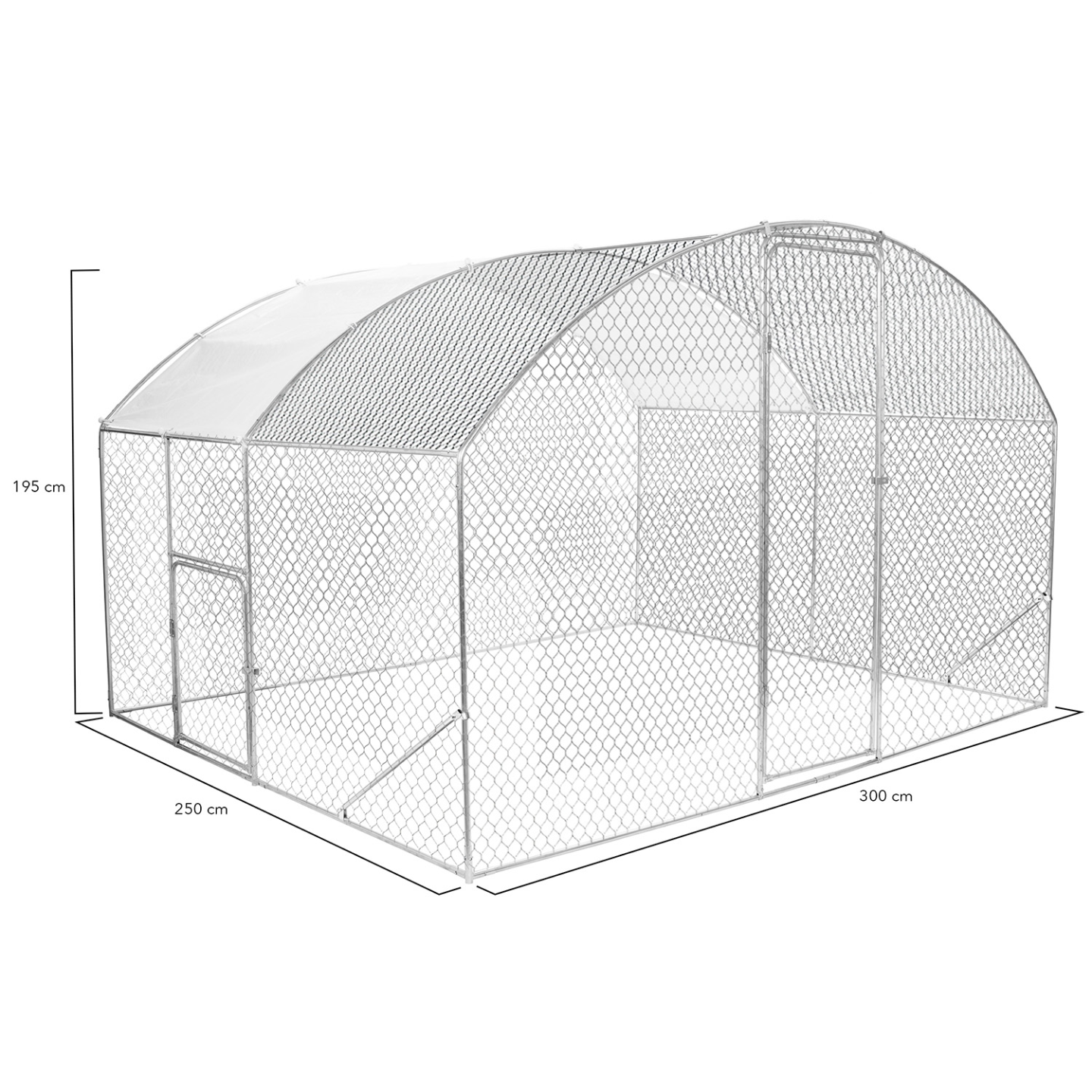 Enclos poulailler dôme 7,5 m² parc grillagé 3x2,5 M avec porte latérale - Image 4