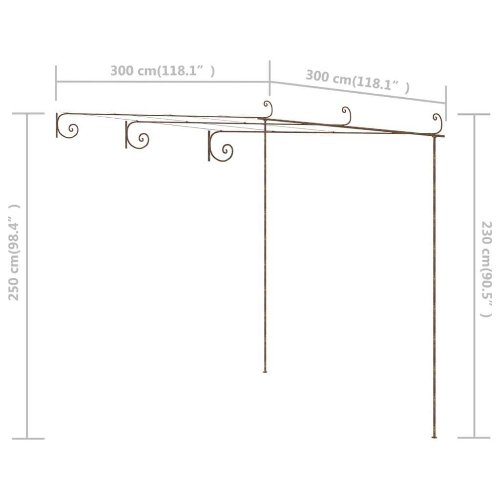 Tonnelle Pergola Fer Forgé Style Antique Support Vignes Jardin 3x3m Marron - ComfortXL Outdoor Living - Image 7