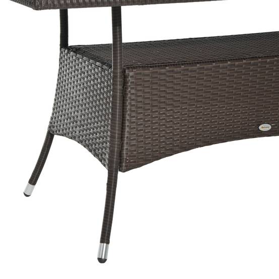 Table de jardin en polyrattan et verre de sécurité, coloris marron et noir, dimensions 150x85x74 cm - Image 9
