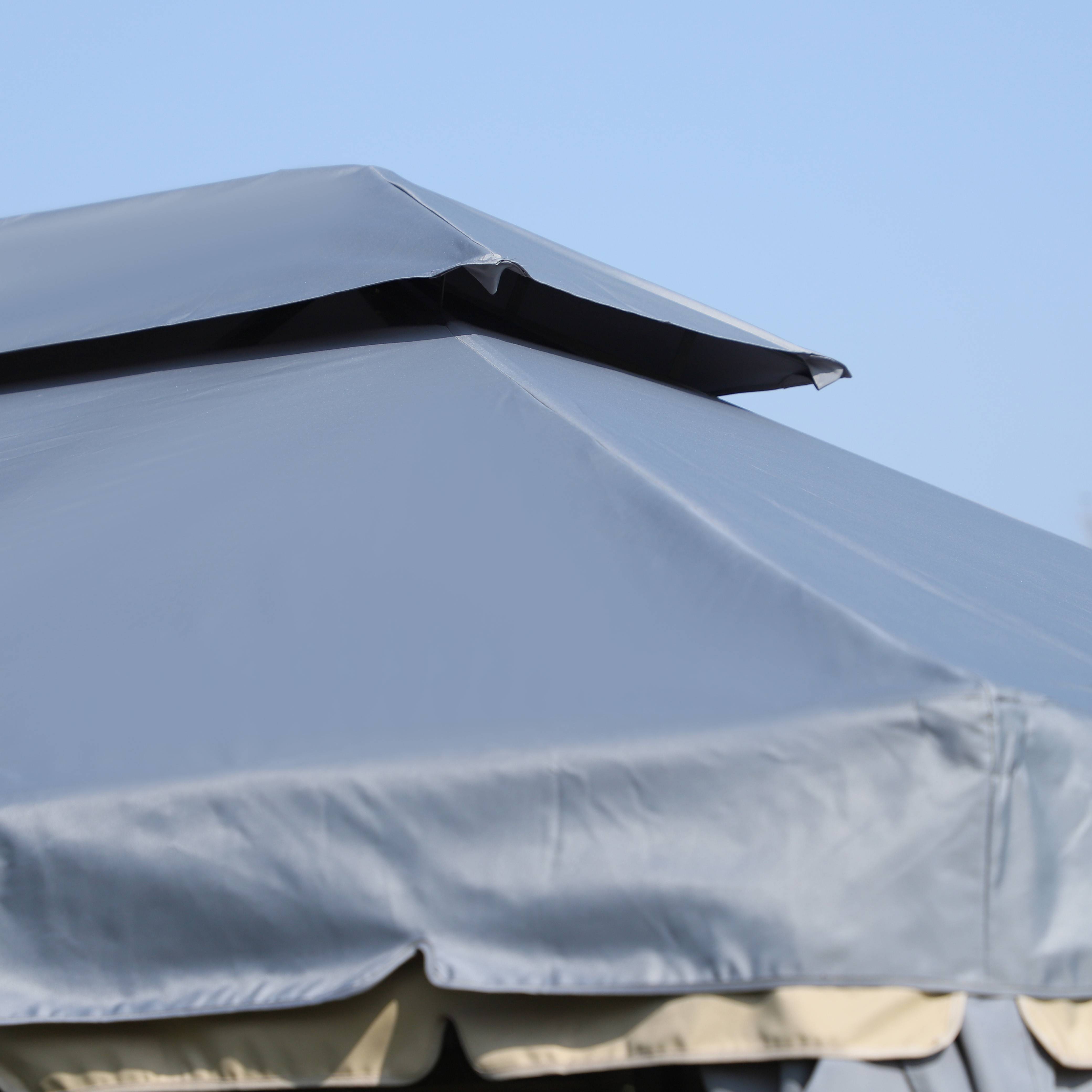 Outsunny - Tonnelle barnum pavillon jardin 4x3m double toit, parois et moustiquaires amovibles gris - Outsunny - Image 9