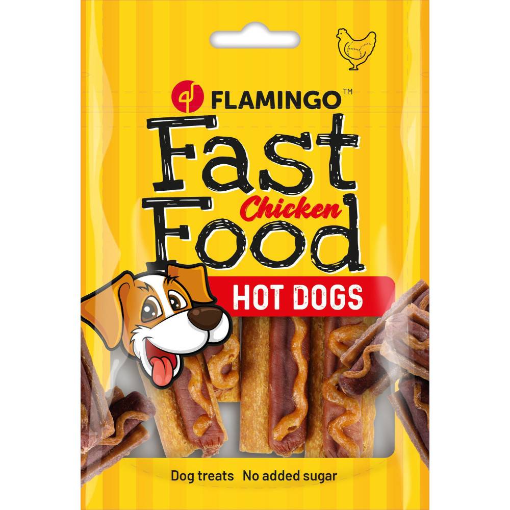 Flamingo - Flamingo - Friandises Fast Food Hot-dog avec poulet 112 g pour chien - Imagen 1