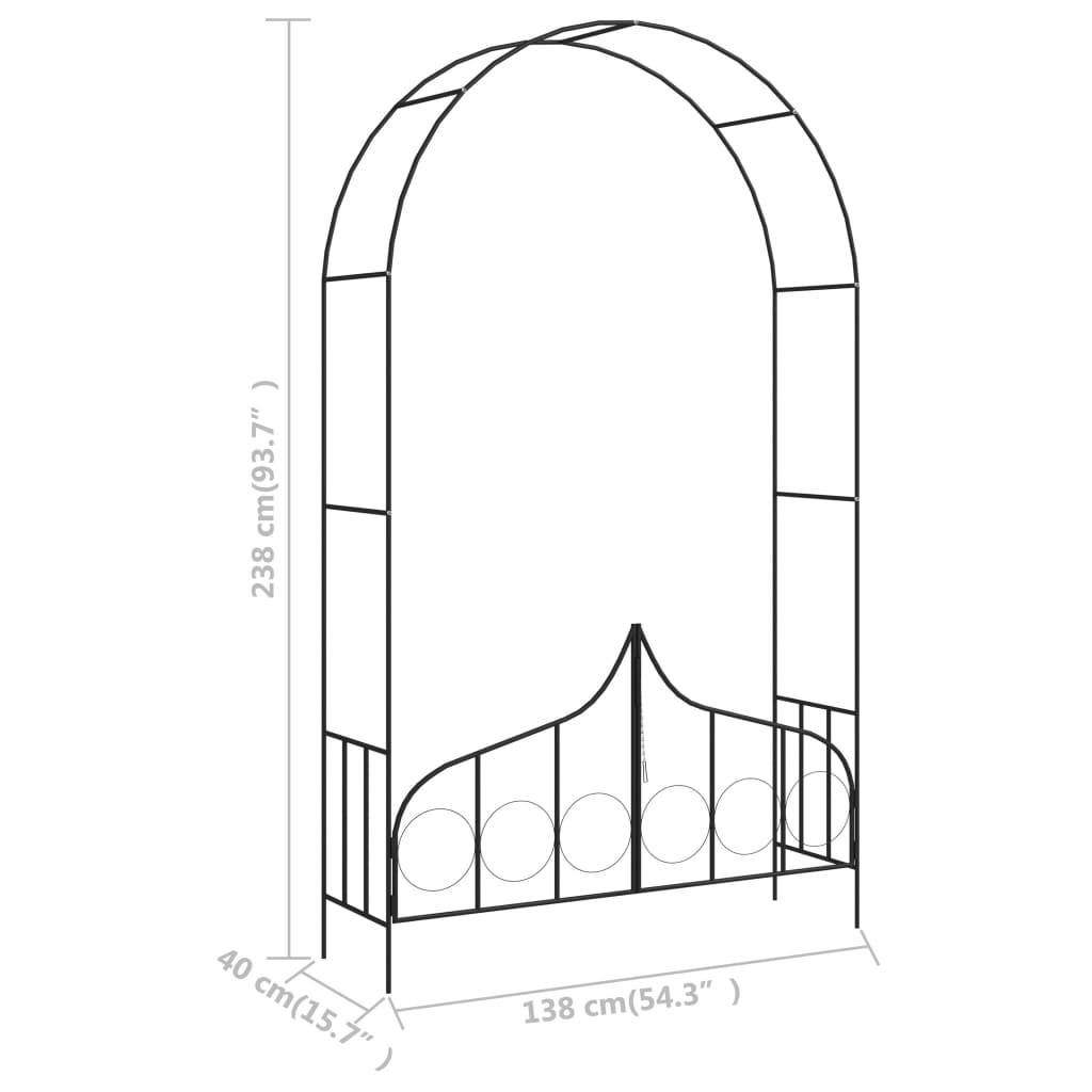 Arche de Jardin avec Portillon Fer Tonnelle à Rosiers Entrée Extérieur Noir 138x40x238 cm - ComfortXL Outdoor Living - Image 7