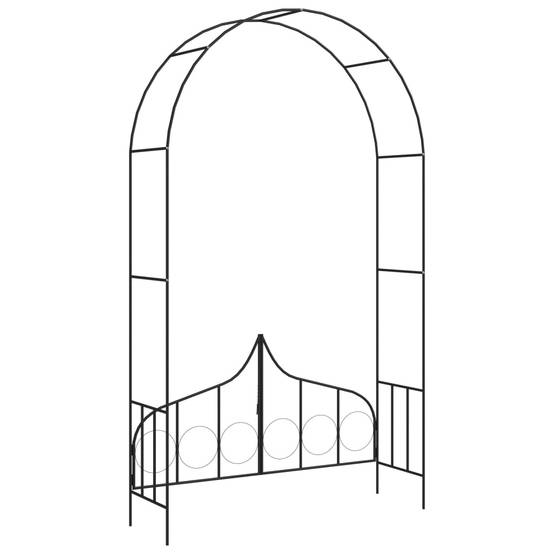 Arche de Jardin avec Portillon Fer Tonnelle à Rosiers Entrée Extérieur Noir 138x40x238 cm - ComfortXL Outdoor Living - Image 4