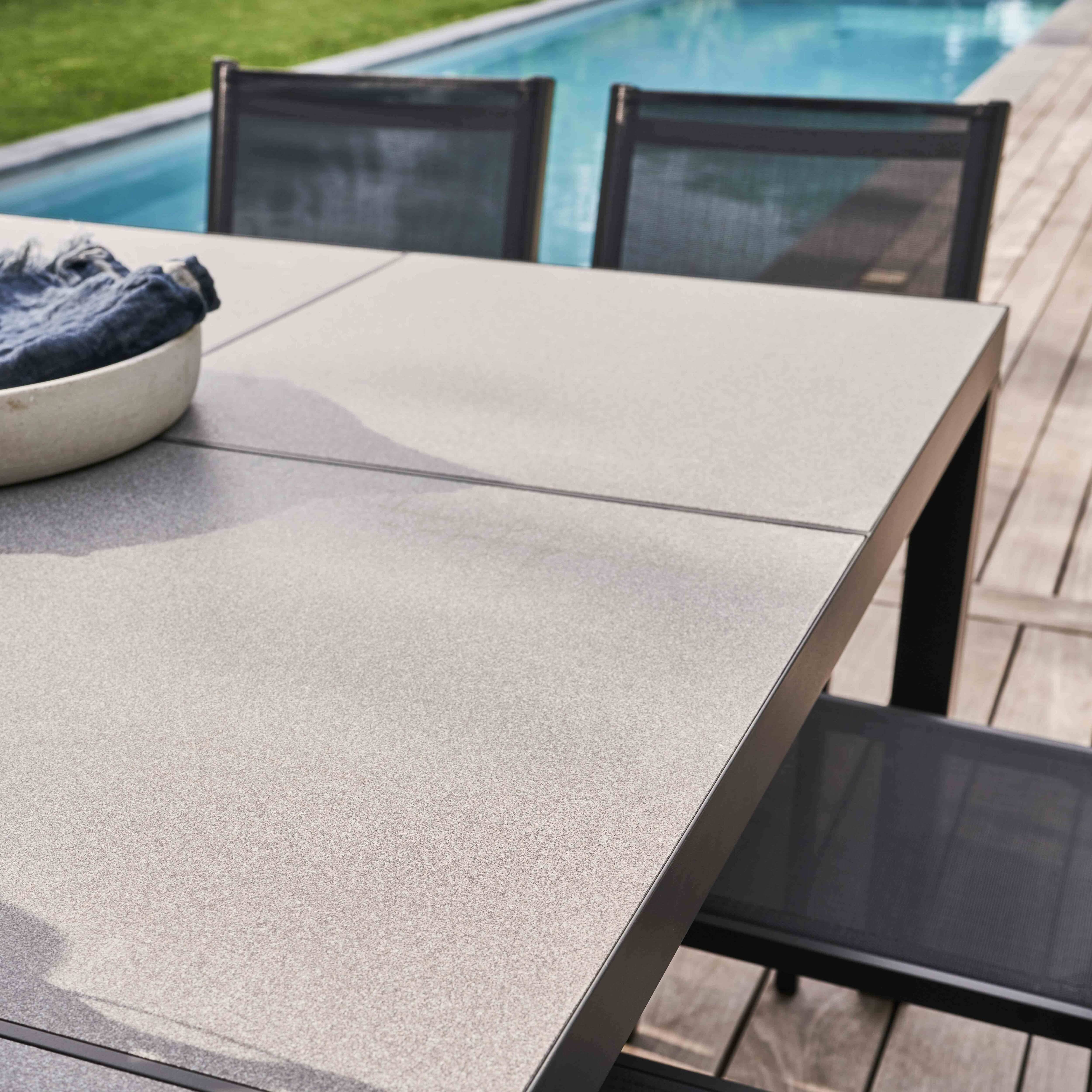 Oviala - Table et 10 chaises de jardin aluminium céramique gris Tivoli - Oviala - Imagen 4
