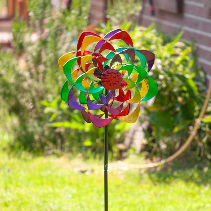 Girouette métallique décorative - Icare - Fleur double arc en ciel - Image 4