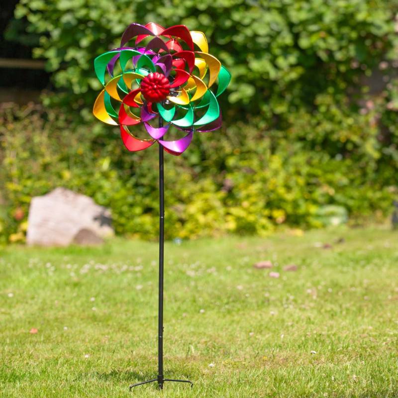 Girouette métallique décorative - Icare - Fleur double arc en ciel - Image 3