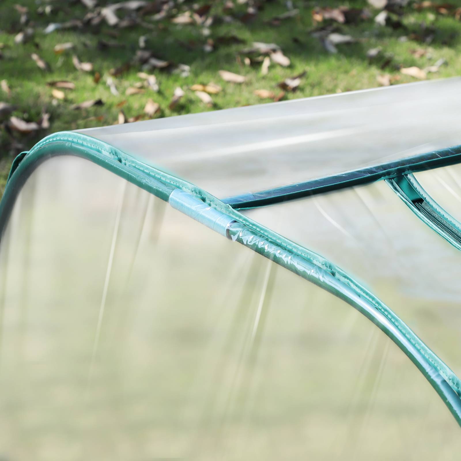 Mini serre à tomates potager acier bâche PVC 4 portes zippées 395x100x80cm transparent - ComfortXL Outdoor Living - Image 10