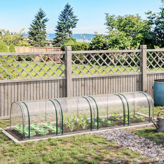 Mini serre à tomates potager acier bâche PVC 4 portes zippées 395x100x80cm transparent - ComfortXL Outdoor Living - Image 3