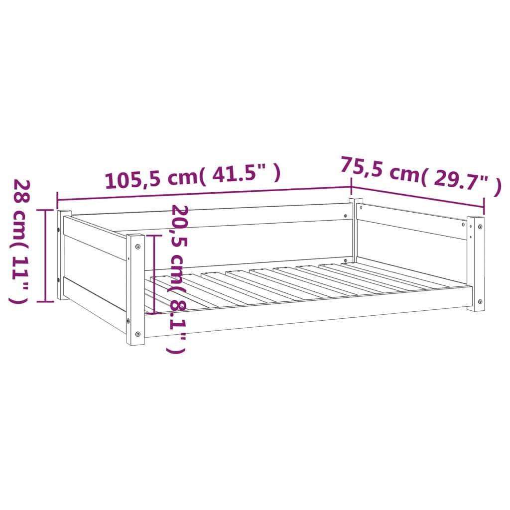 Vidaxl - Lit pour chien Noir 105,5x75,5x28 cm Bois de pin solide vidaXL 821466 - Imagen 3