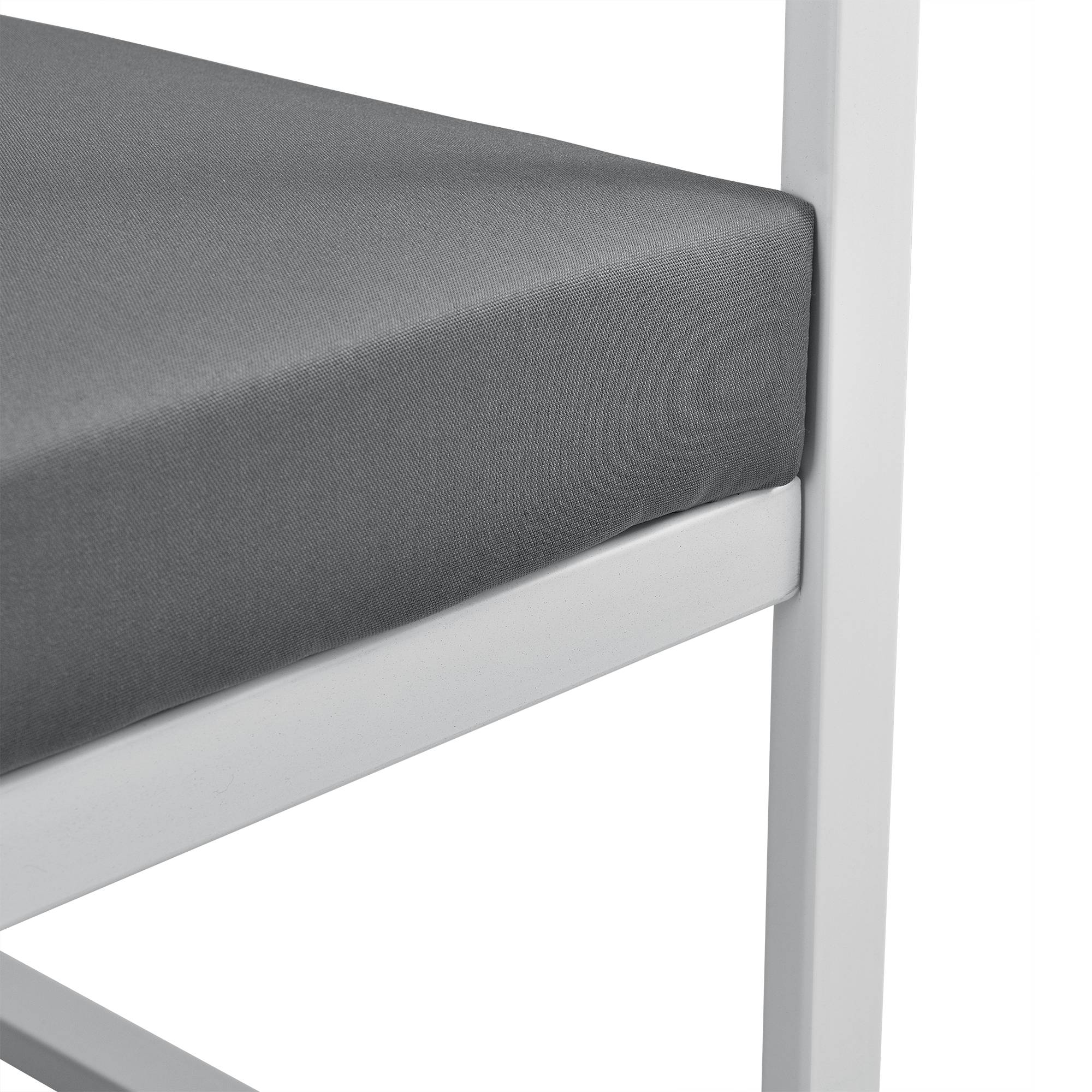 Casa.Pro - Canapé Extérieur Avec Coussins Armature Métal Polyester Blanc 70 X 114 X 60 Cm [casa.pro] - Image 3