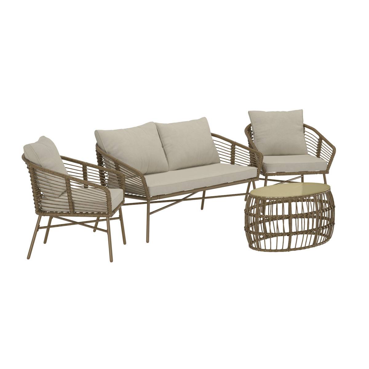 Paris Prix - Salon de Jardin 4 Places "Lipari" 160cm Marron
