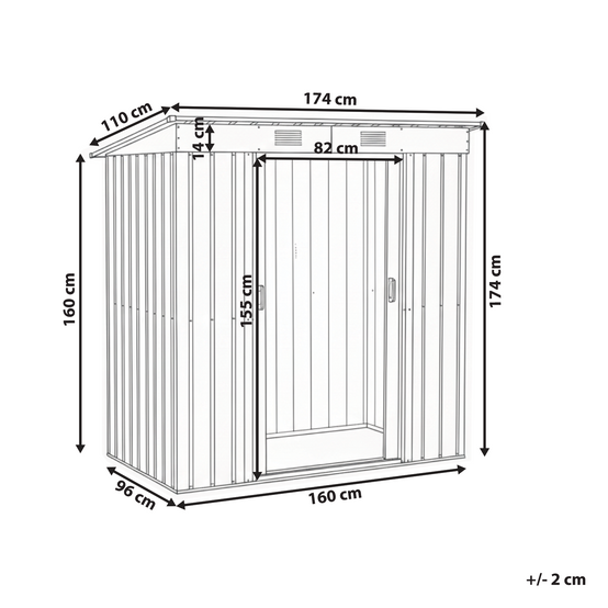 Beliani - Abri de jardin Acier Gris graphite ACILIA - 174x110x174- Beliani - Image 3