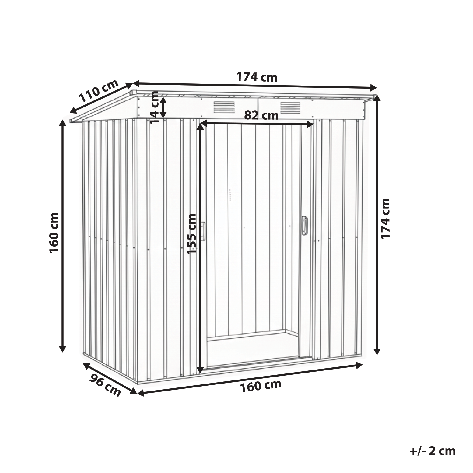 Beliani - Abri de jardin Acier Gris graphite ACILIA - 174x110x174- Beliani - Image 3