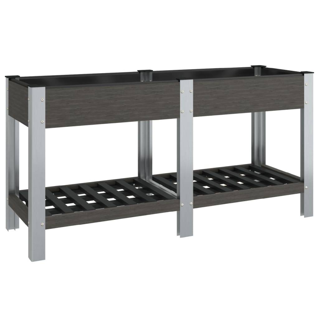 Helloshop26 - Jardinière bac lit surélevé plantes fleurs terrasse jardin de jardin avec étagère 175 x 50 x 75 cm WPC gris - Image 1