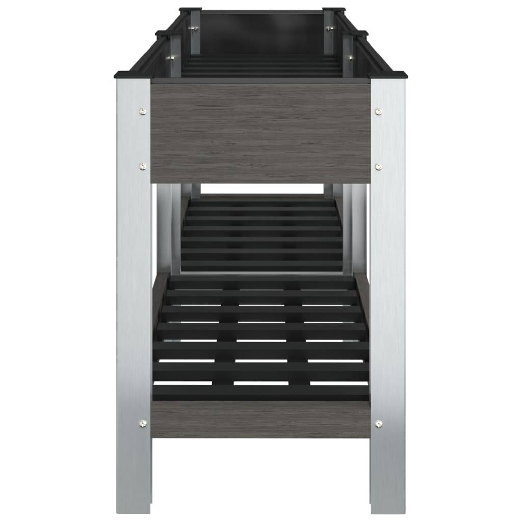 Helloshop26 - Jardinière bac lit surélevé plantes fleurs terrasse jardin de jardin avec étagère 175 x 50 x 75 cm WPC gris - Image 3