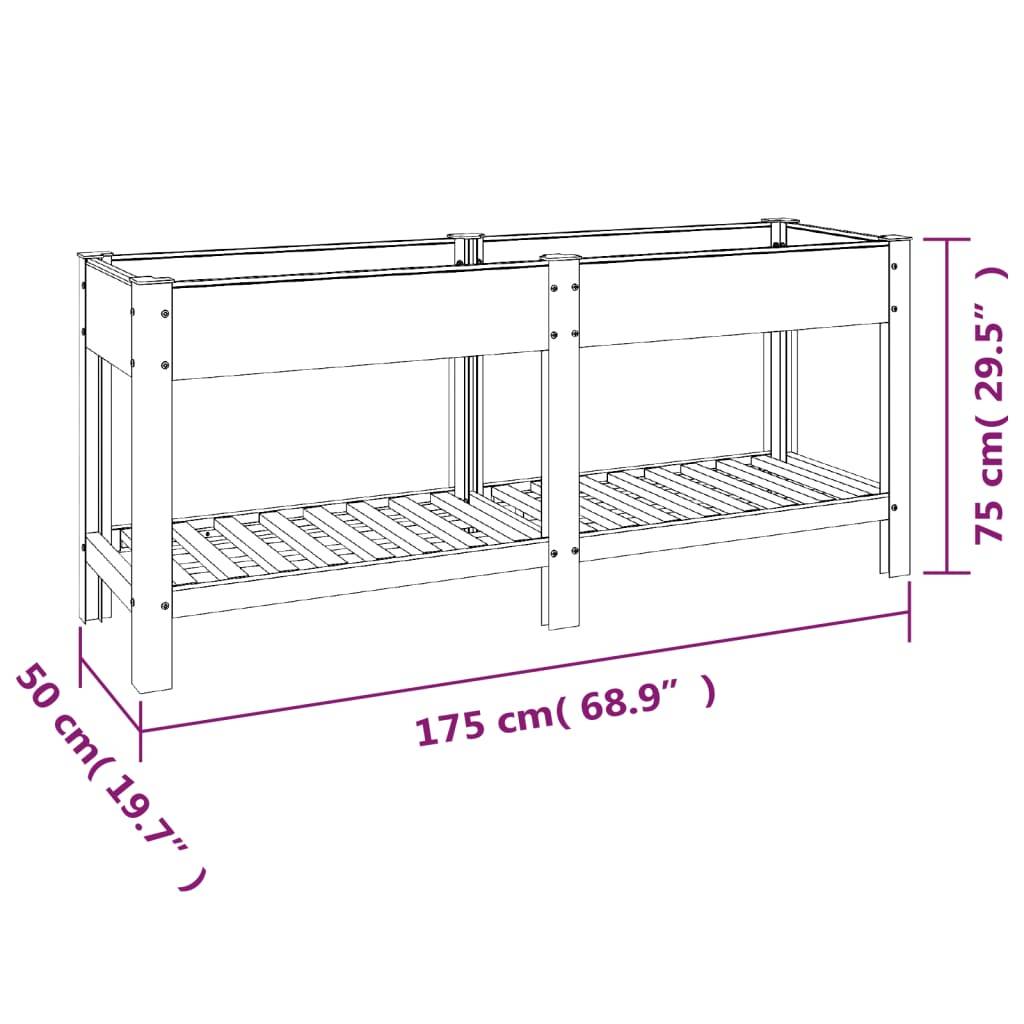 Helloshop26 - Jardinière bac lit surélevé plantes fleurs terrasse jardin de jardin avec étagère 175 x 50 x 75 cm WPC gris - Image 6