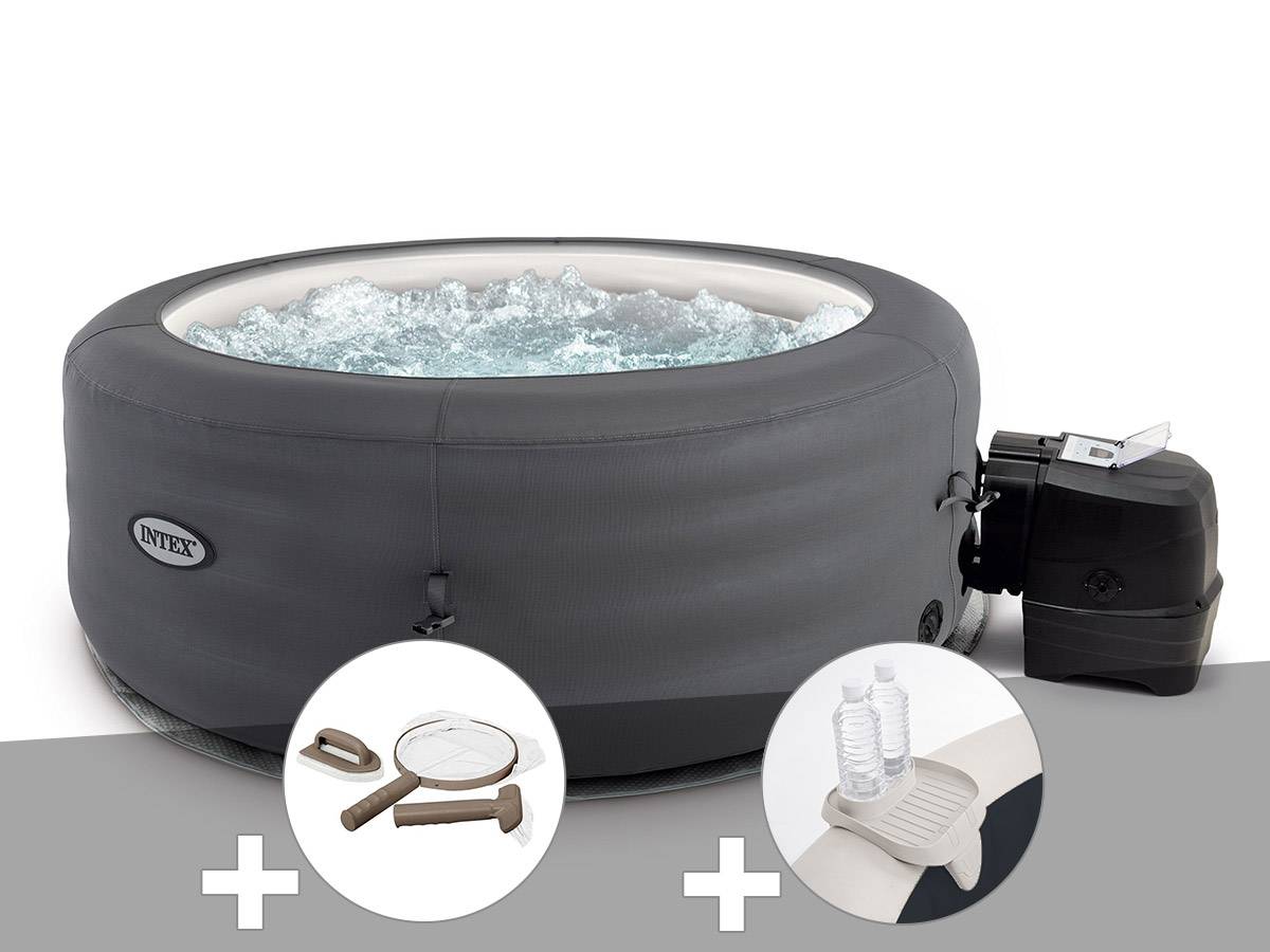 Kit spa gonflable Intex PureSpa Access rond Bulles 4 places + Kit d'entretien + Porte-verre - Imagen 1
