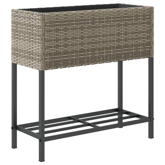 Jardinière avec étagère en résine tressée gris 70 x 28 x 70 cm - PANGIVO - Image 8
