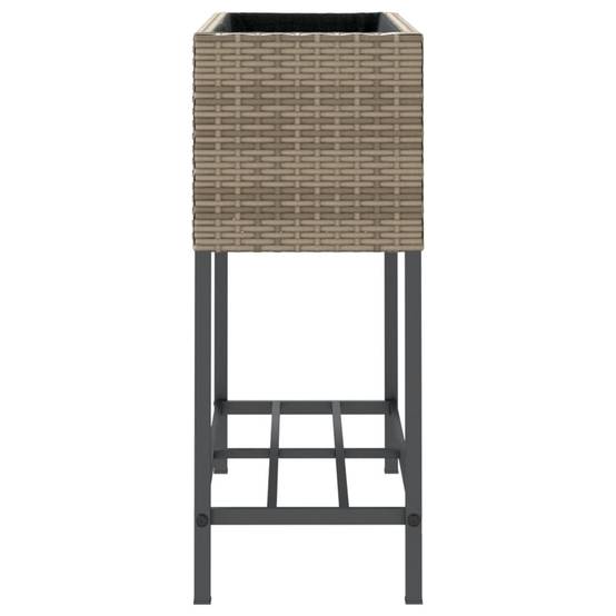 Jardinière avec étagère en résine tressée gris 70 x 28 x 70 cm - PANGIVO - Image 7