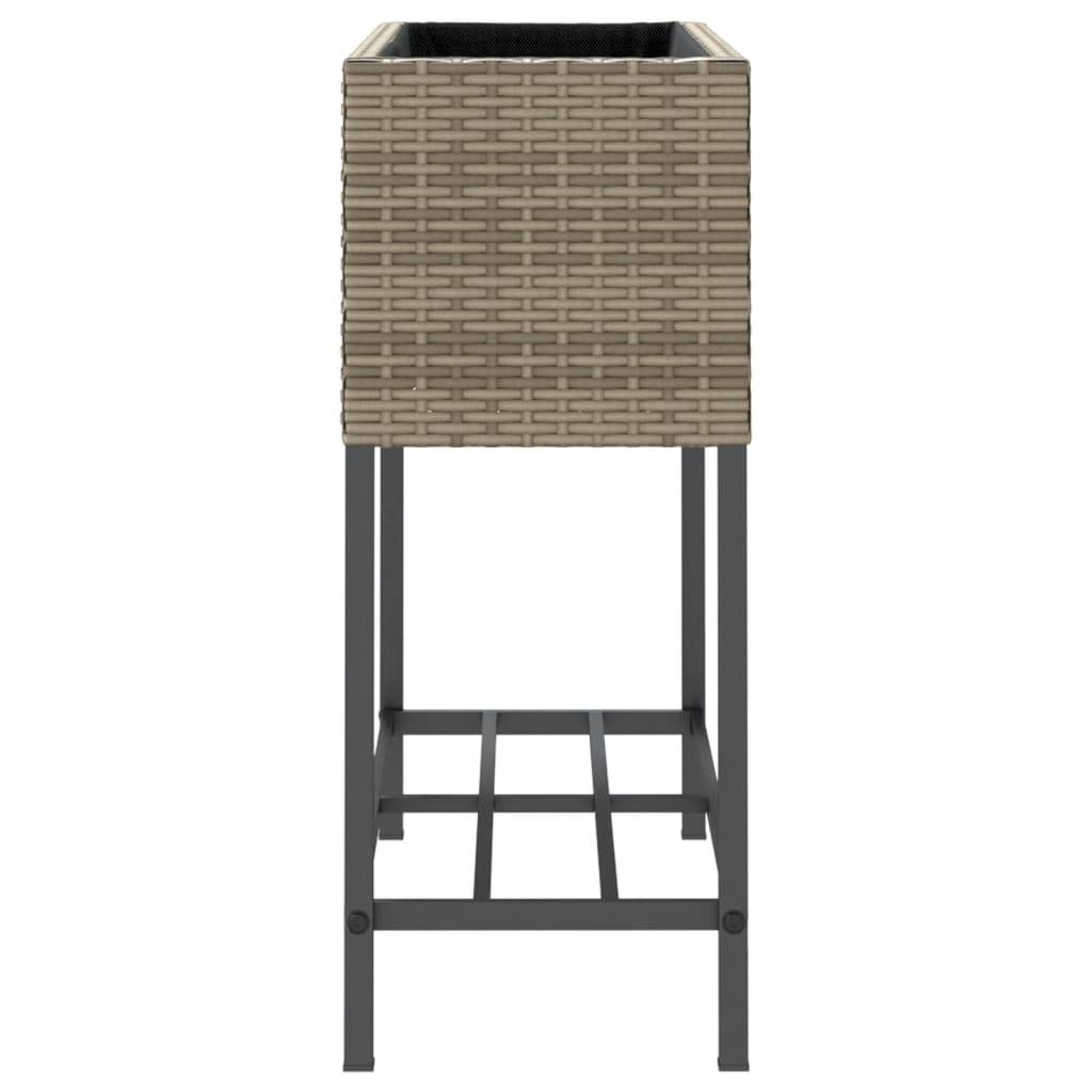 Jardinière avec étagère en résine tressée gris 70 x 28 x 70 cm - PANGIVO - Image 7