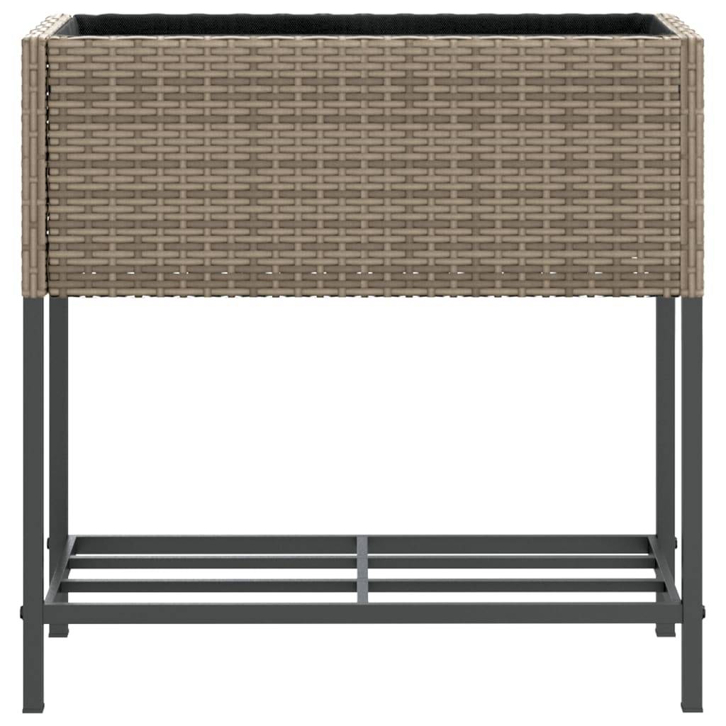 Jardinière avec étagère en résine tressée gris 70 x 28 x 70 cm - PANGIVO - Image 6