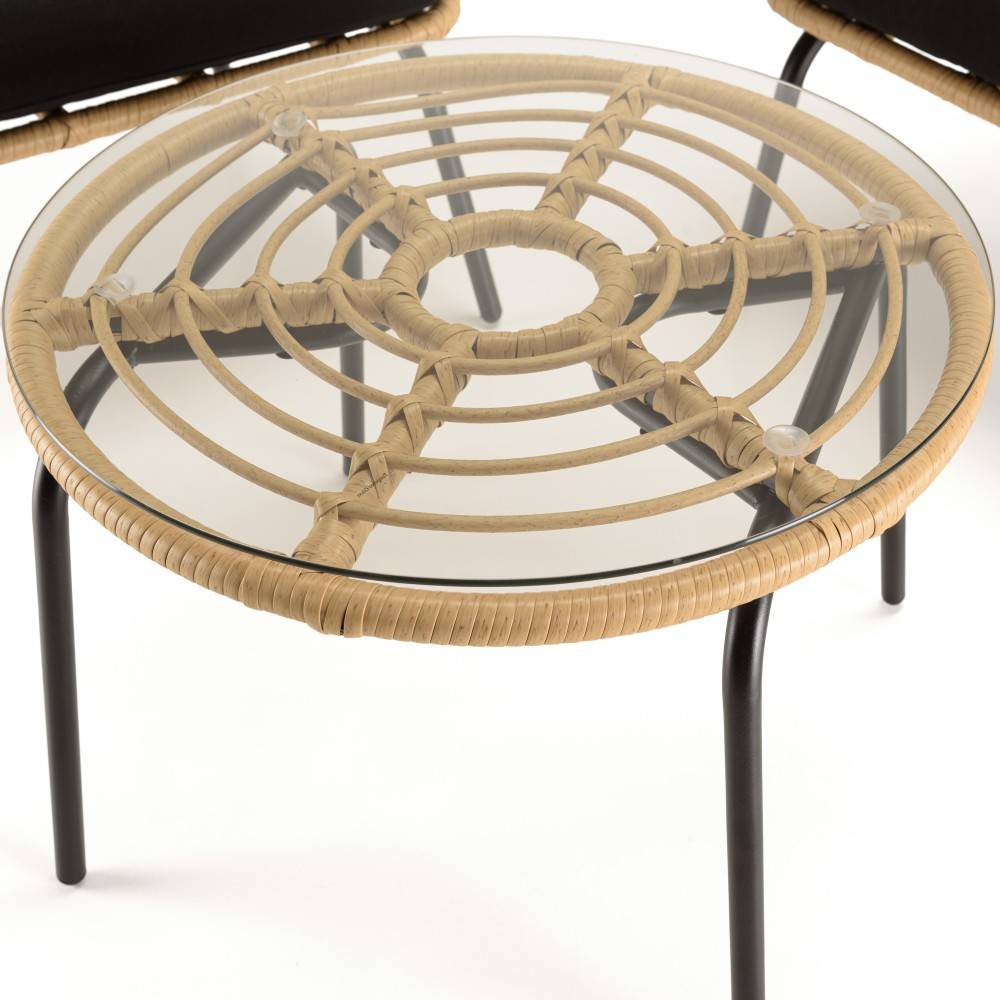 Macabane - MALO - Ensemble de 2 fauteuils rotin synthétique et table basse ronde - Imagen 7