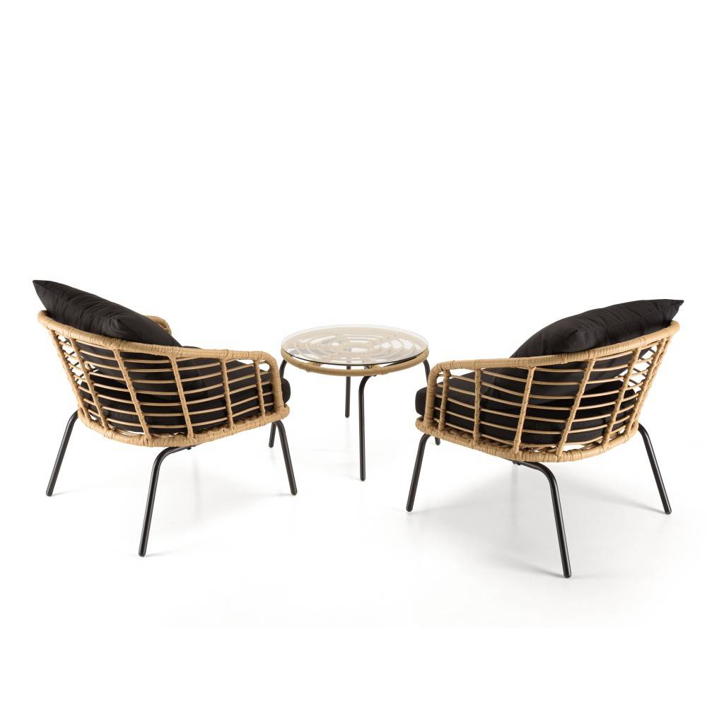 Macabane - MALO - Ensemble de 2 fauteuils rotin synthétique et table basse ronde - Imagen 8